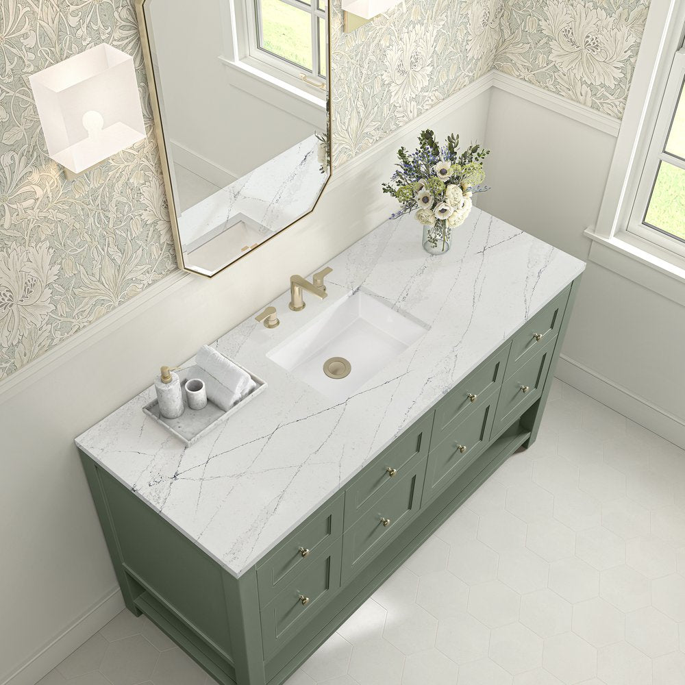 James Martin - Breckenridge 60" Single Vanity, Smokey Celadon, w/ 3 CM Ethereal Noctis Quartz Top - 330-V60S-SC-3ENC view 7