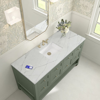 James Martin - Breckenridge 60" Single Vanity, Smokey Celadon, w/ 3 CM Ethereal Noctis Silestone Top w/ FreePower Wireless Charger - 330-V60S-SC-FENC view 8