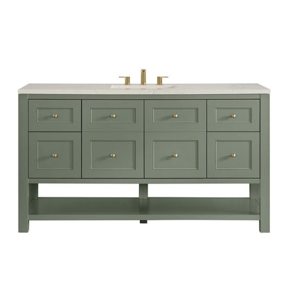 James Martin - Breckenridge 60" Single Vanity, Smokey Celadon, w/ 3 CM Siberian Silestone Top - 330-V60S-SC-3SFR view 1