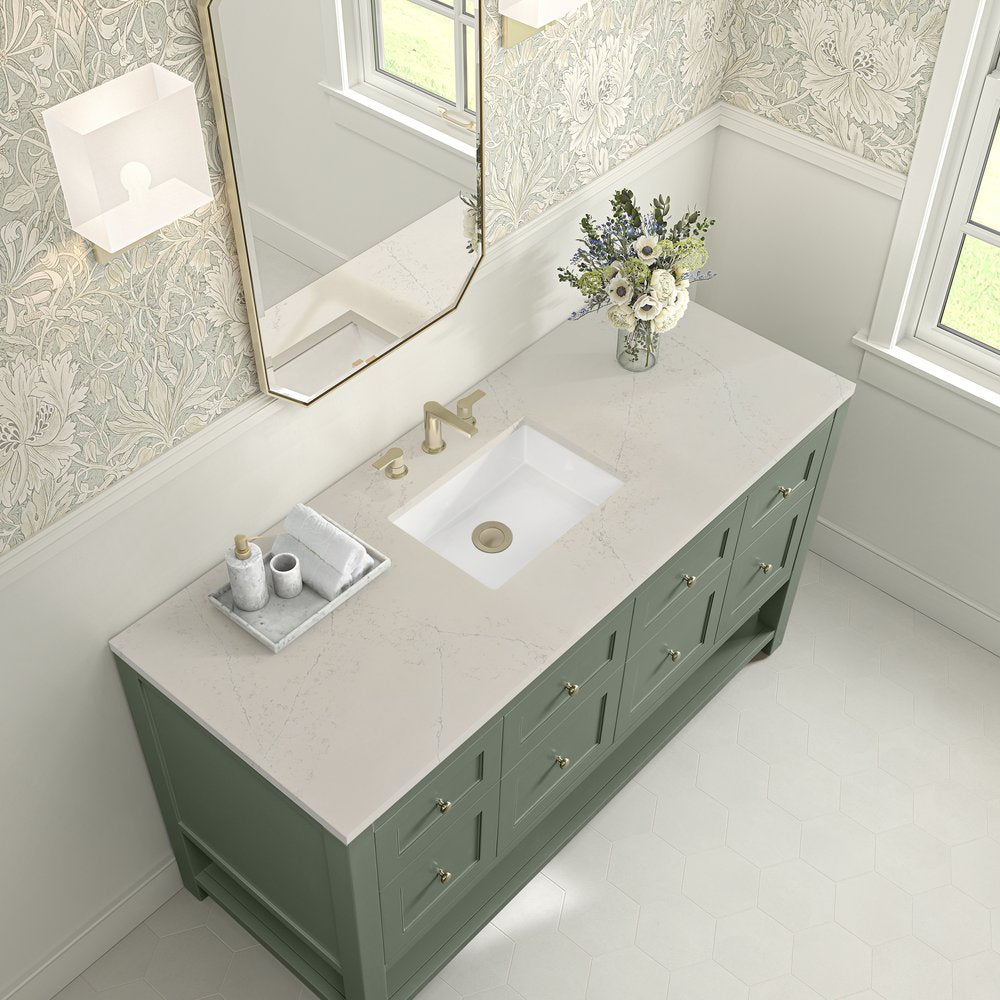 James Martin - Breckenridge 60" Single Vanity, Smokey Celadon, w/ 3 CM Siberian Silestone Top - 330-V60S-SC-3SFR view 7