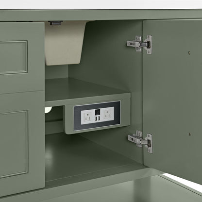 James Martin - Breckenridge 60" Single Vanity, Smokey Celadon, w/ 3 CM Siberian Silestone Top - 330-V60S-SC-3SFR view 12