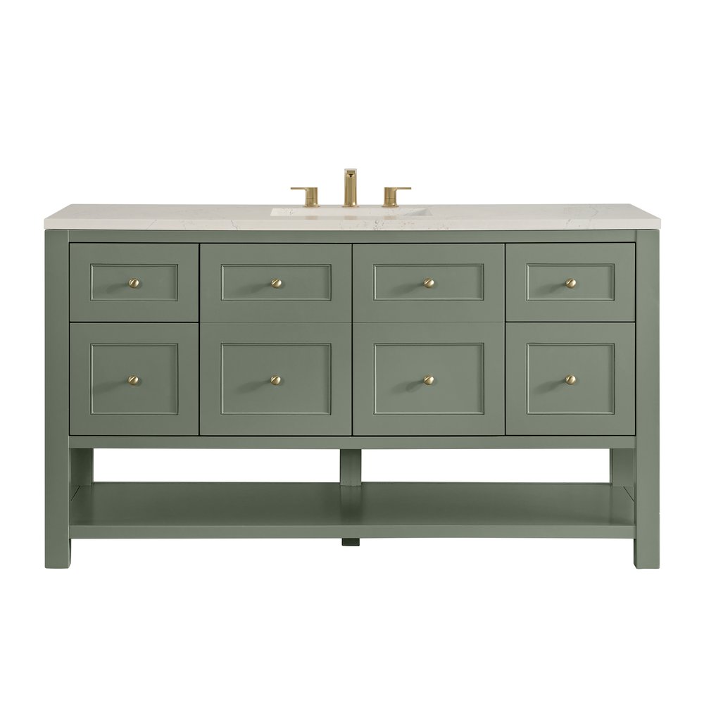James Martin - Breckenridge 60" Single Vanity, Smokey Celadon, w/ 3 CM Siberian Silestone Top w/FreePower Wireless Charger - 330-V60S-SC-FSFR view 1