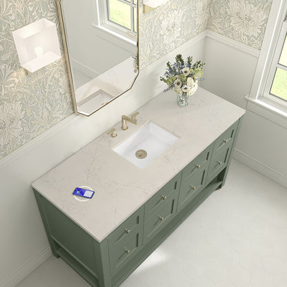 James Martin - Breckenridge 60" Single Vanity, Smokey Celadon, w/ 3 CM Siberian Silestone Top w/FreePower Wireless Charger - 330-V60S-SC-FSFR view 7