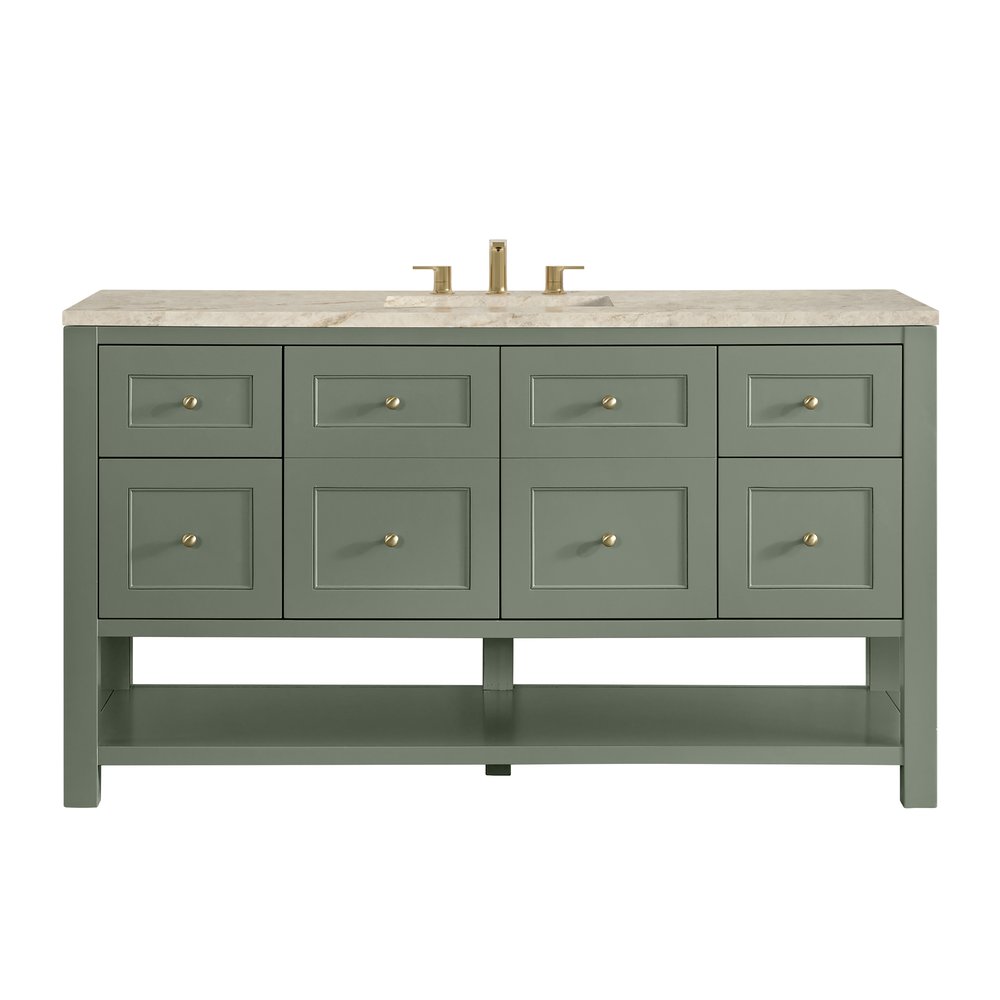 James Martin - Breckenridge 60" Single Vanity, Smokey Celadon, w/ 3 CM Tajnar Eclos Top - 330-V60S-SC-3TJR view 1