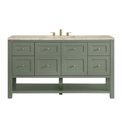 James Martin - Breckenridge 60" Single Vanity, Smokey Celadon, w/ 3 CM Tajnar Eclos Top - 330-V60S-SC-3TJR view 1