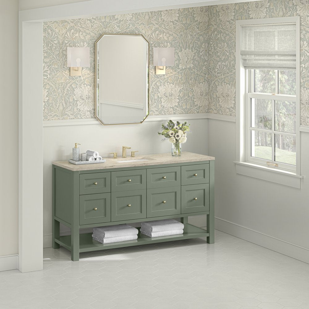 James Martin - Breckenridge 60" Single Vanity, Smokey Celadon, w/ 3 CM Tajnar Eclos Top - 330-V60S-SC-3TJR view 4