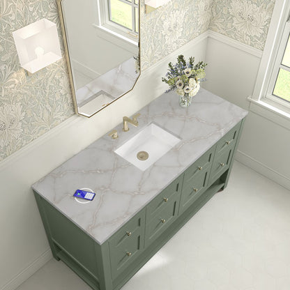 James Martin - Breckenridge 60" Single Vanity, Smokey Celadon, w/ 3 CM Victorian Silver Silestone Top w/ FreePower Wireless Charger - 330-V60S-SC-FVSL view 8