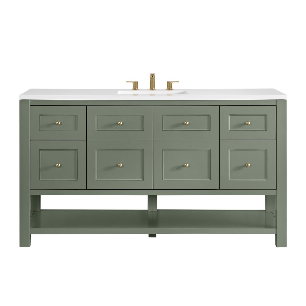 James Martin - Breckenridge 60" Single Vanity, Smokey Celadon, w/ 3 CM White Zeus Quartz Top - 330-V60S-SC-3WZ view 1