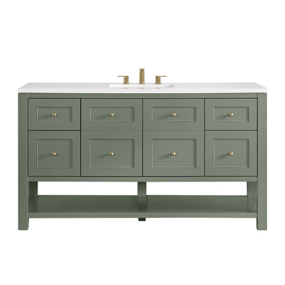 James Martin - Breckenridge 60" Single Vanity, Smokey Celadon, w/ 3 CM White Zeus Quartz Top - 330-V60S-SC-3WZ view 1