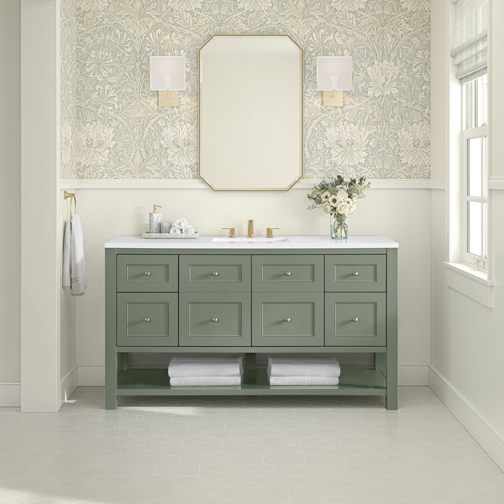 James Martin - Breckenridge 60" Single Vanity, Smokey Celadon, w/ 3 CM White Zeus Quartz Top - 330-V60S-SC-3WZ view 3