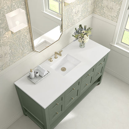 James Martin - Breckenridge 60" Single Vanity, Smokey Celadon, w/ 3 CM White Zeus Quartz Top - 330-V60S-SC-3WZ view 7