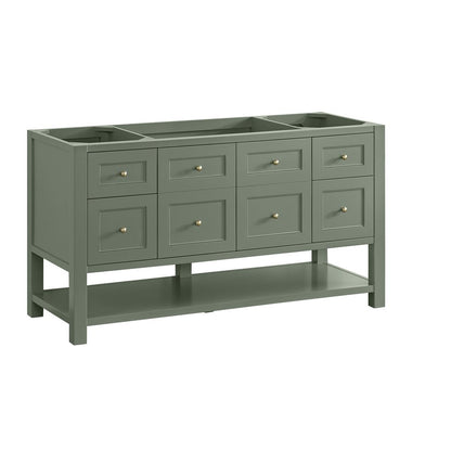 James Martin - Breckenridge 60" Single Vanity, Smokey Celadon, w/ Single Hole 3 CM White Zeus Quartz Top & Backsplash - 330-V60S-SC-1WZ view 2
