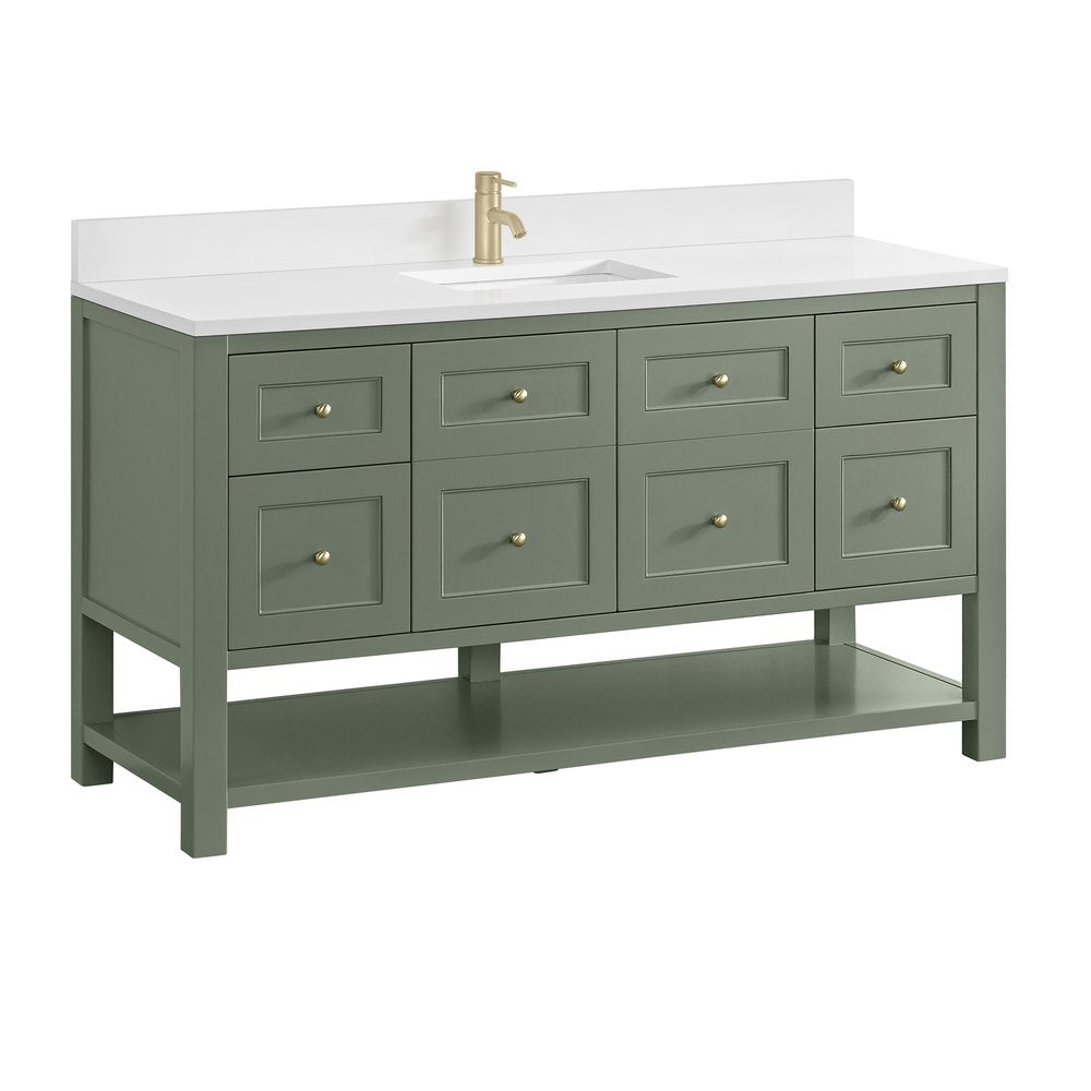 James Martin - Breckenridge 60" Single Vanity, Smokey Celadon, w/ Single Hole 3 CM White Zeus Quartz Top & Backsplash - 330-V60S-SC-1WZ view 10