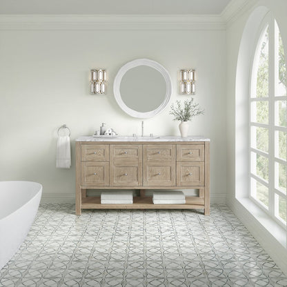 James Martin - Breckenridge 60" Single Vanity, Whitewashed Oak, w/ 3 CM Carrara Marble Top - 330-V60S-WWO-3CAR view 3