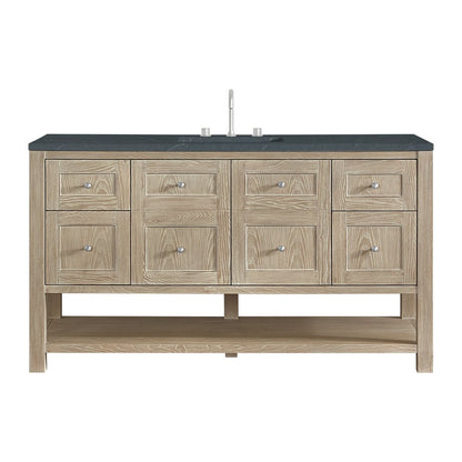 James Martin - Breckenridge 60" Single Vanity, Whitewashed Oak, w/ 3 CM Charcoal Soapstone Quartz Top - 330-V60S-WWO-3CSP view 1