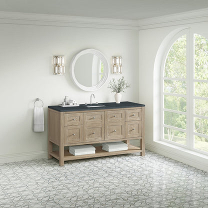 James Martin - Breckenridge 60" Single Vanity, Whitewashed Oak, w/ 3 CM Charcoal Soapstone Quartz Top - 330-V60S-WWO-3CSP view 4