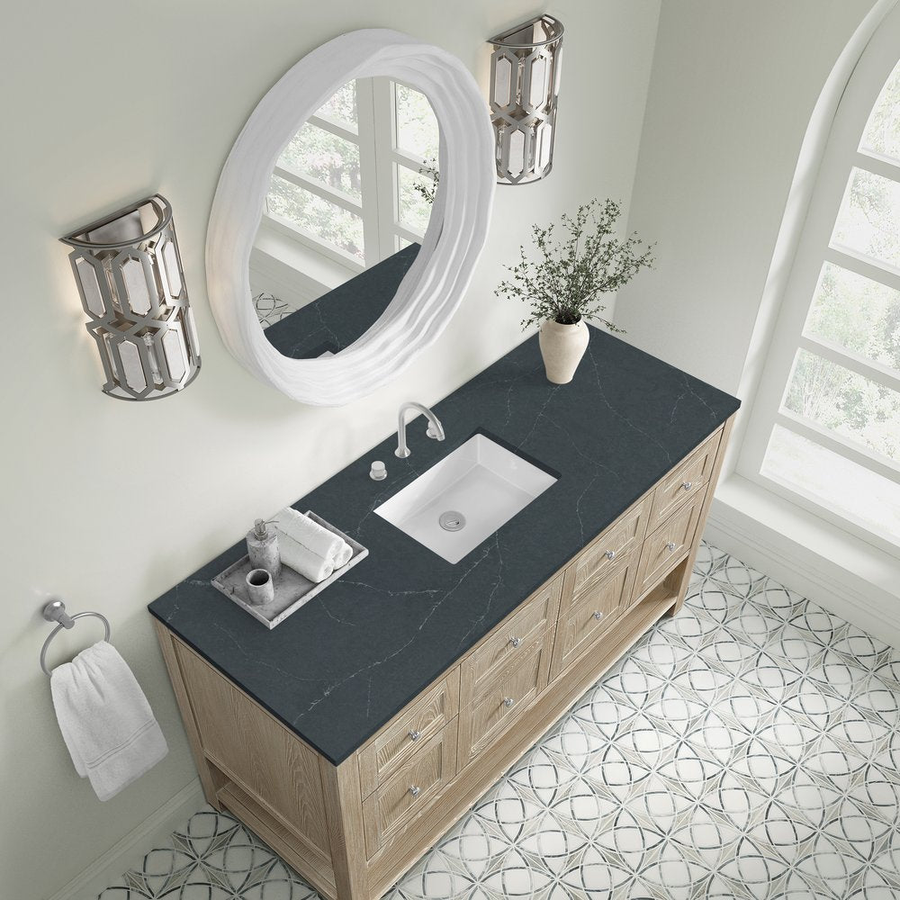 James Martin - Breckenridge 60" Single Vanity, Whitewashed Oak, w/ 3 CM Charcoal Soapstone Quartz Top - 330-V60S-WWO-3CSP view 7