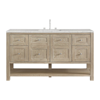 James Martin - Breckenridge 60" Single Vanity, Whitewashed Oak, w/ 3 CM Eternal Jasmine Pearl Quartz Top - 330-V60S-WWO-3EJP view 1