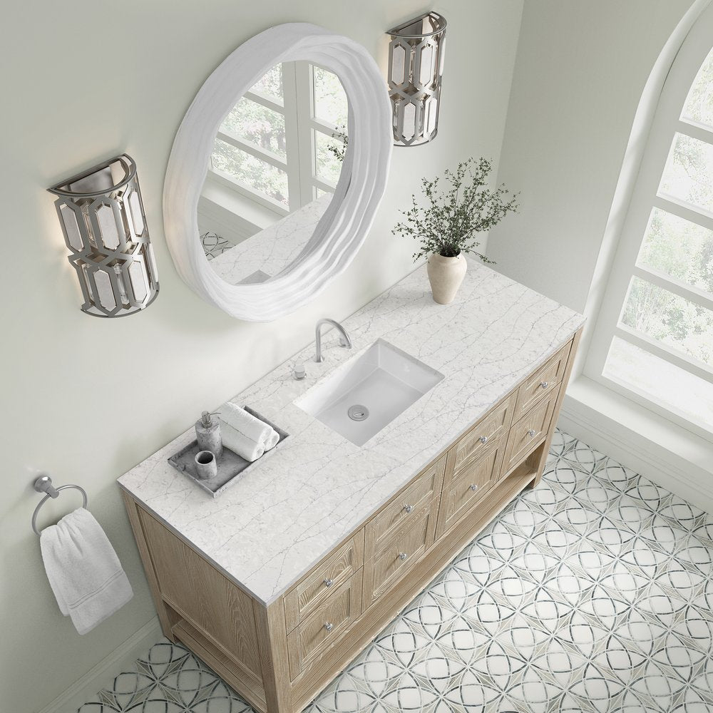 James Martin - Breckenridge 60" Single Vanity, Whitewashed Oak, w/ 3 CM Eternal Jasmine Pearl Quartz Top - 330-V60S-WWO-3EJP view 7