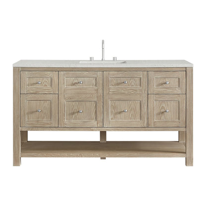 James Martin - Breckenridge 60" Single Vanity, Whitewashed Oak, w/ 3 CM Lime Delight Quartz Top - 330-V60S-WWO-3LDL view 1