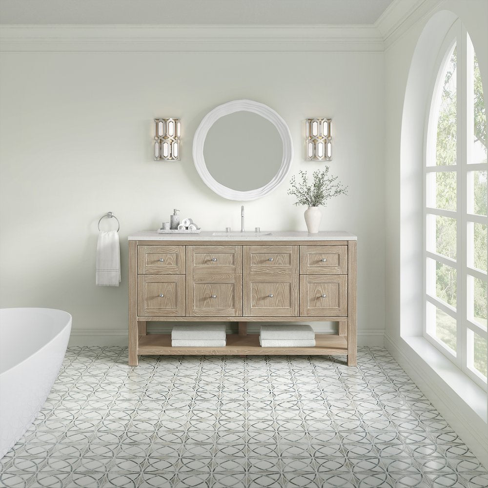 James Martin - Breckenridge 60" Single Vanity, Whitewashed Oak, w/ 3 CM Lime Delight Quartz Top - 330-V60S-WWO-3LDL view 3