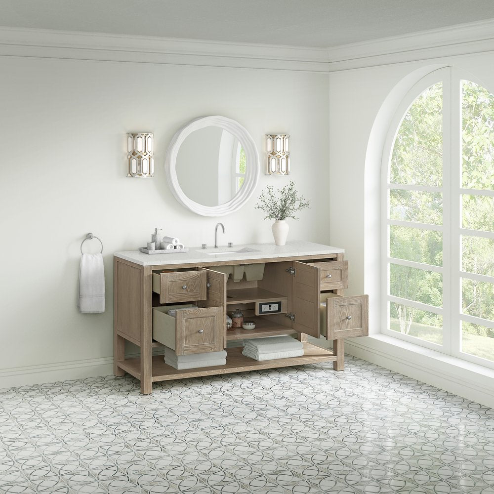 James Martin - Breckenridge 60" Single Vanity, Whitewashed Oak, w/ 3 CM Lime Delight Quartz Top - 330-V60S-WWO-3LDL view 5