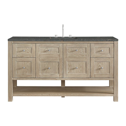James Martin - Breckenridge 60" Single Vanity, Whitewashed Oak w/ 3 CM Parisien Bleu Top - 330-V60S-WWO-3PBL view 1