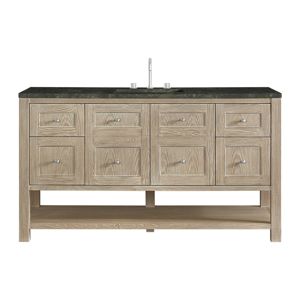 James Martin - Breckenridge 60" Single Vanity, Whitewashed Oak, w/ 3 CM Phantome Eclos Top - 330-V60S-WWO-3PHT view 1