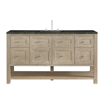 James Martin - Breckenridge 60" Single Vanity, Whitewashed Oak, w/ 3 CM Phantome Eclos Top - 330-V60S-WWO-3PHT view 1