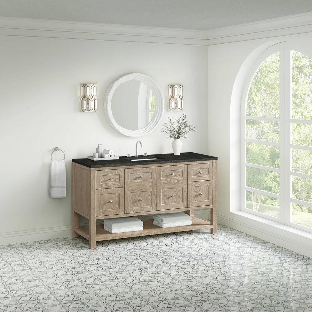 James Martin - Breckenridge 60" Single Vanity, Whitewashed Oak, w/ 3 CM Phantome Eclos Top - 330-V60S-WWO-3PHT view 4