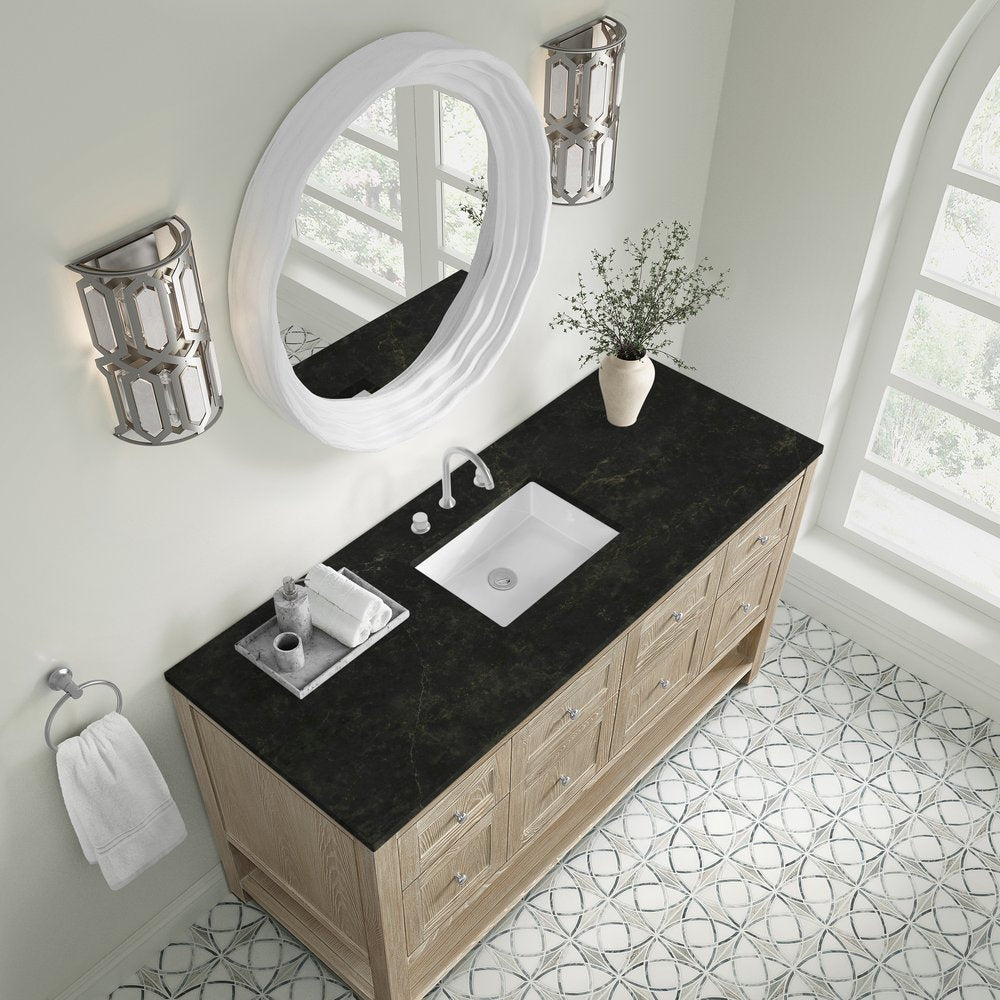 James Martin - Breckenridge 60" Single Vanity, Whitewashed Oak, w/ 3 CM Phantome Eclos Top - 330-V60S-WWO-3PHT view 7