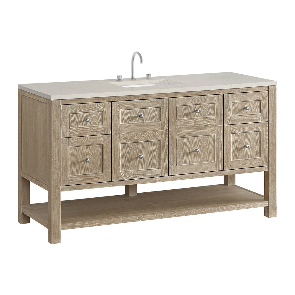 James Martin - Breckenridge 60" Single Vanity, Whitewashed Oak, w/ 3 CM Siberian Silestone Top - 330-V60S-WWO-3SFR view 10