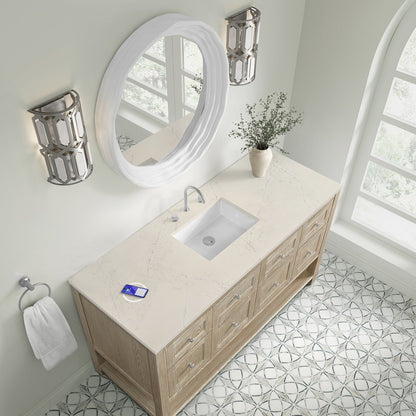 James Martin - Breckenridge 60" Single Vanity, Whitewashed Oak, w/ 3 CM Siberian Silestone Top w/FreePower Wireless Charger - 330-V60S-WWO-FSFR view 7