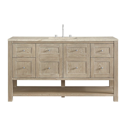 James Martin - Breckenridge 60" Single Vanity, Whitewashed Oak, w/ 3 CM Tajnar Eclos Top - 330-V60S-WWO-3TJR view 1