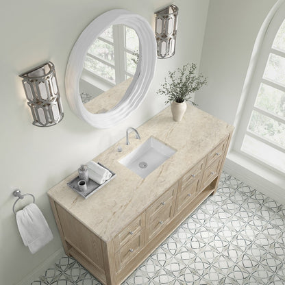 James Martin - Breckenridge 60" Single Vanity, Whitewashed Oak, w/ 3 CM Tajnar Eclos Top - 330-V60S-WWO-3TJR view 7