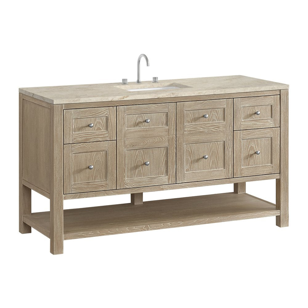 James Martin - Breckenridge 60" Single Vanity, Whitewashed Oak, w/ 3 CM Tajnar Eclos Top - 330-V60S-WWO-3TJR view 10