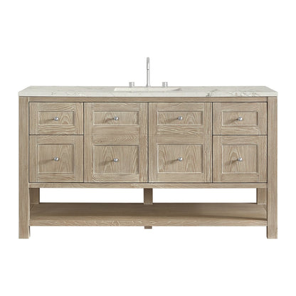 James Martin - Breckenridge 60" Single Vanity, Whitewashed Oak, w/ 3 CM Victorian Silver Quartz Top - 330-V60S-WWO-3VSL view 1