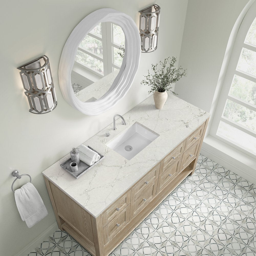 James Martin - Breckenridge 60" Single Vanity, Whitewashed Oak, w/ 3 CM Victorian Silver Quartz Top - 330-V60S-WWO-3VSL view 7