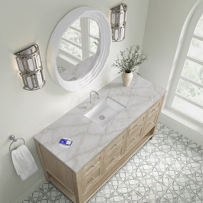 James Martin - Breckenridge 60" Single Vanity, Whitewashed Oak, w/ 3 CM Victorian Silver Silestone Top w/ FreePower Wireless Charger - 330-V60S-WWO-FVSL view 8