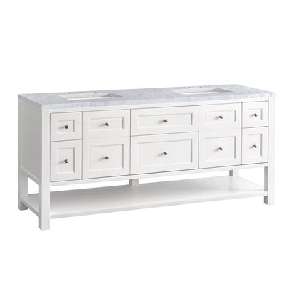 James Martin - Breckenridge 72" Double Vanity, Bright White w/ 3 CM Carrara Marble Top - 330-V72-BW-3CAR view 10