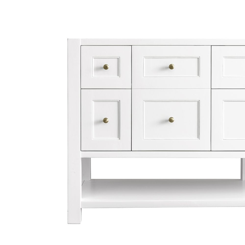 James Martin - Breckenridge 72" Double Vanity, Bright White w/ 3 CM Carrara Marble Top - 330-V72-BW-3CAR view 14