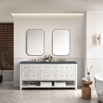 James Martin - Breckenridge 72" Double Vanity, Bright White w/ 3 CM Charcoal Soapstone Top - 330-V72-BW-3CSP view 3