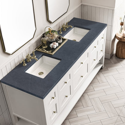 James Martin - Breckenridge 72" Double Vanity, Bright White w/ 3 CM Charcoal Soapstone Top - 330-V72-BW-3CSP view 7