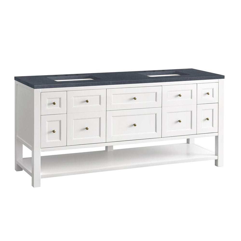 James Martin - Breckenridge 72" Double Vanity, Bright White w/ 3 CM Charcoal Soapstone Top - 330-V72-BW-3CSP view 10