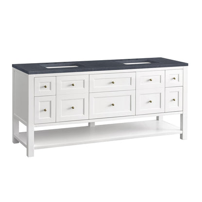 James Martin - Breckenridge 72" Double Vanity, Bright White w/ 3 CM Charcoal Soapstone Top - 330-V72-BW-3CSP view 10