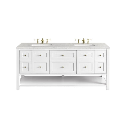 James Martin - Breckenridge 72" Double Vanity, Bright White w/ 3 CM Eternal Jasmine Pearl Top - 330-V72-BW-3EJP view 1
