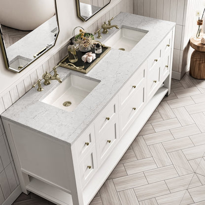 James Martin - Breckenridge 72" Double Vanity, Bright White w/ 3 CM Eternal Jasmine Pearl Top - 330-V72-BW-3EJP view 4