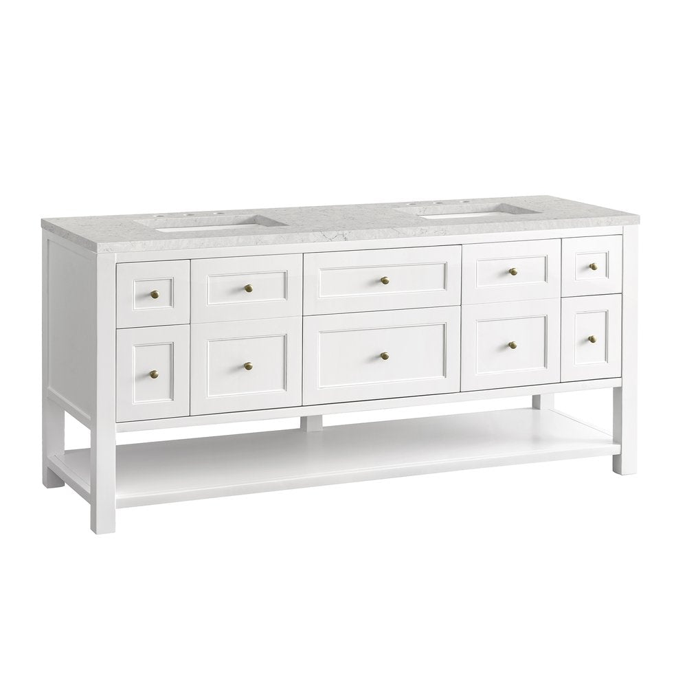James Martin - Breckenridge 72" Double Vanity, Bright White w/ 3 CM Eternal Jasmine Pearl Top w/FreePower Wireless Charger - 330-V72-BW-FEJP view 8