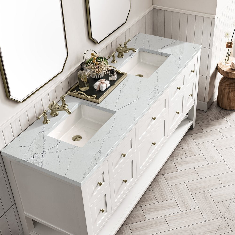 James Martin - Breckenridge 72" Double Vanity, Bright White w/ 3 CM Ethereal Noctis Top - 330-V72-BW-3ENC view 8