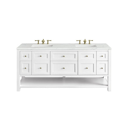 James Martin - Breckenridge 72" Double Vanity, Bright White w/ 3 CM Ethereal Noctis Top w/FreePower Wireless Charger - 330-V72-BW-FENC view 1